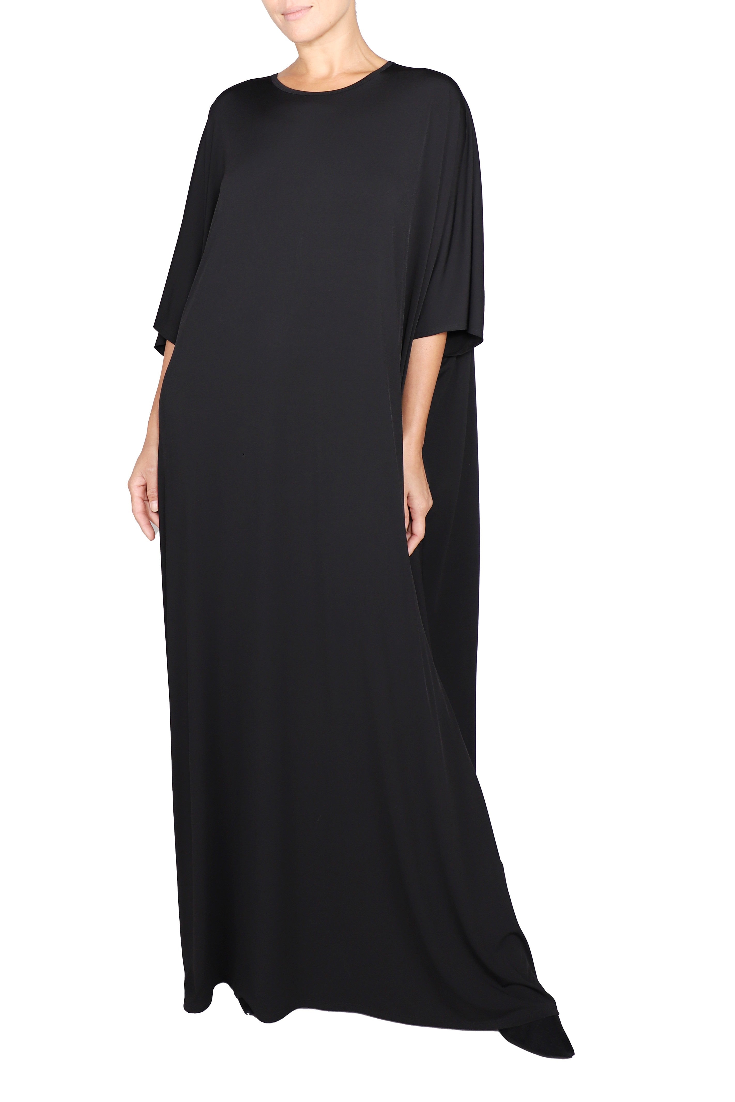 Solid Jersey Round Neck Boubou (Black)