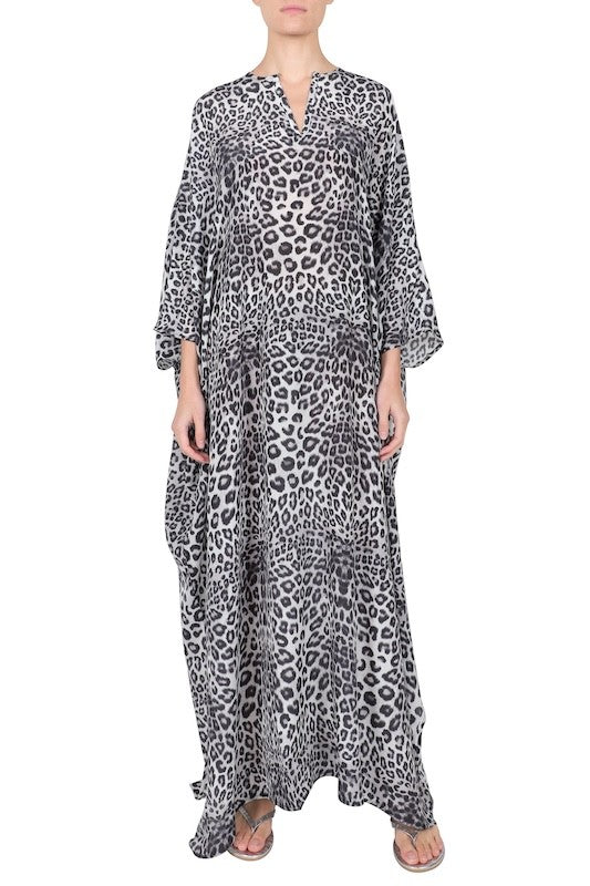 Silk Oversized Boubou Caftan (Leo Black)