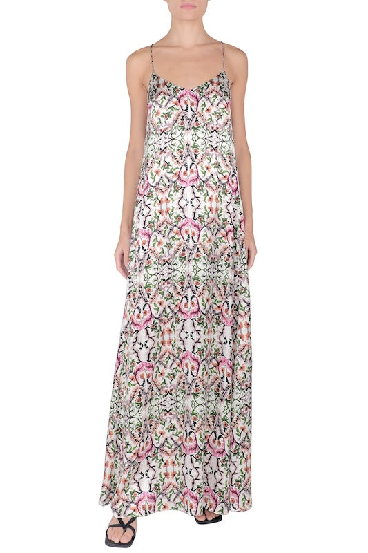 Silk Satin Sun Dress ( Fantasy Flower)