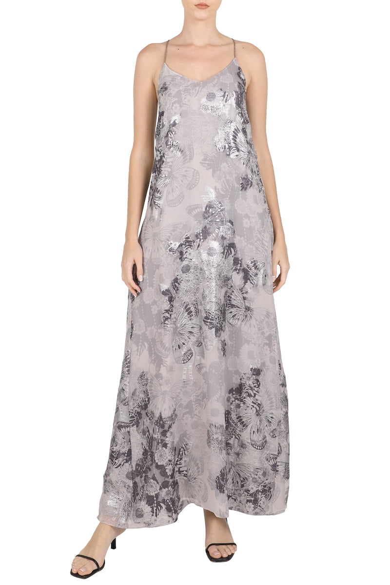 Butterfly Racer Back Sun Dress ( Grey Silver)