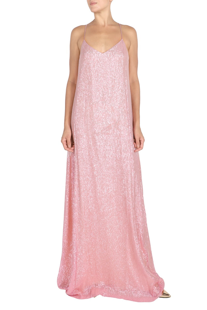 Metallic Racer Back Sun Dress (Rose)