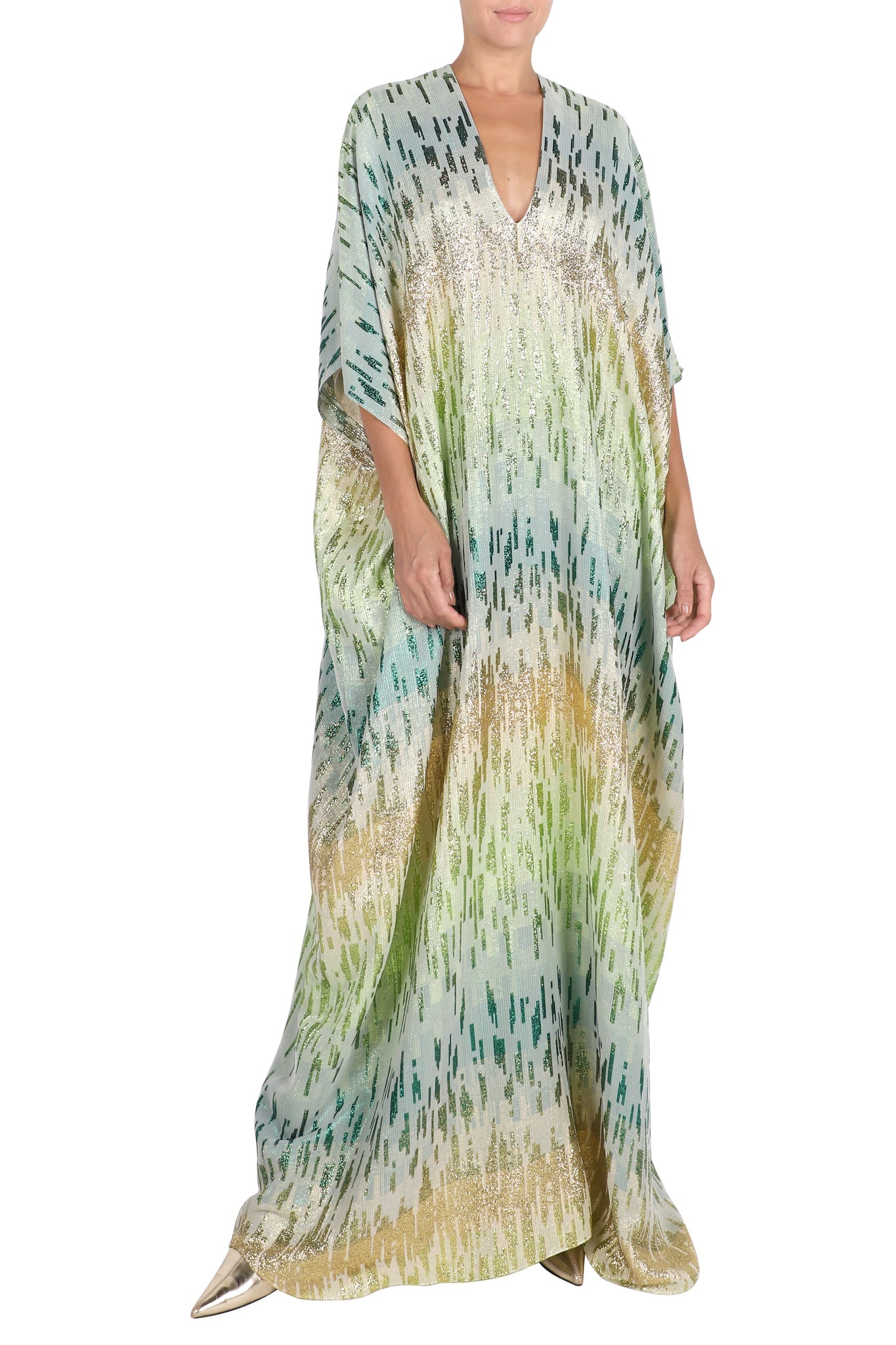 Metallic Broken Lines Boubou ( Green Gold)