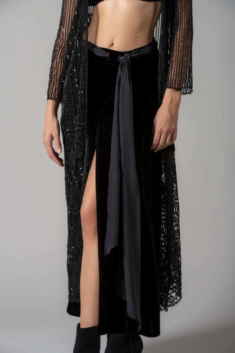 Velour Wrap Skirt (Black)