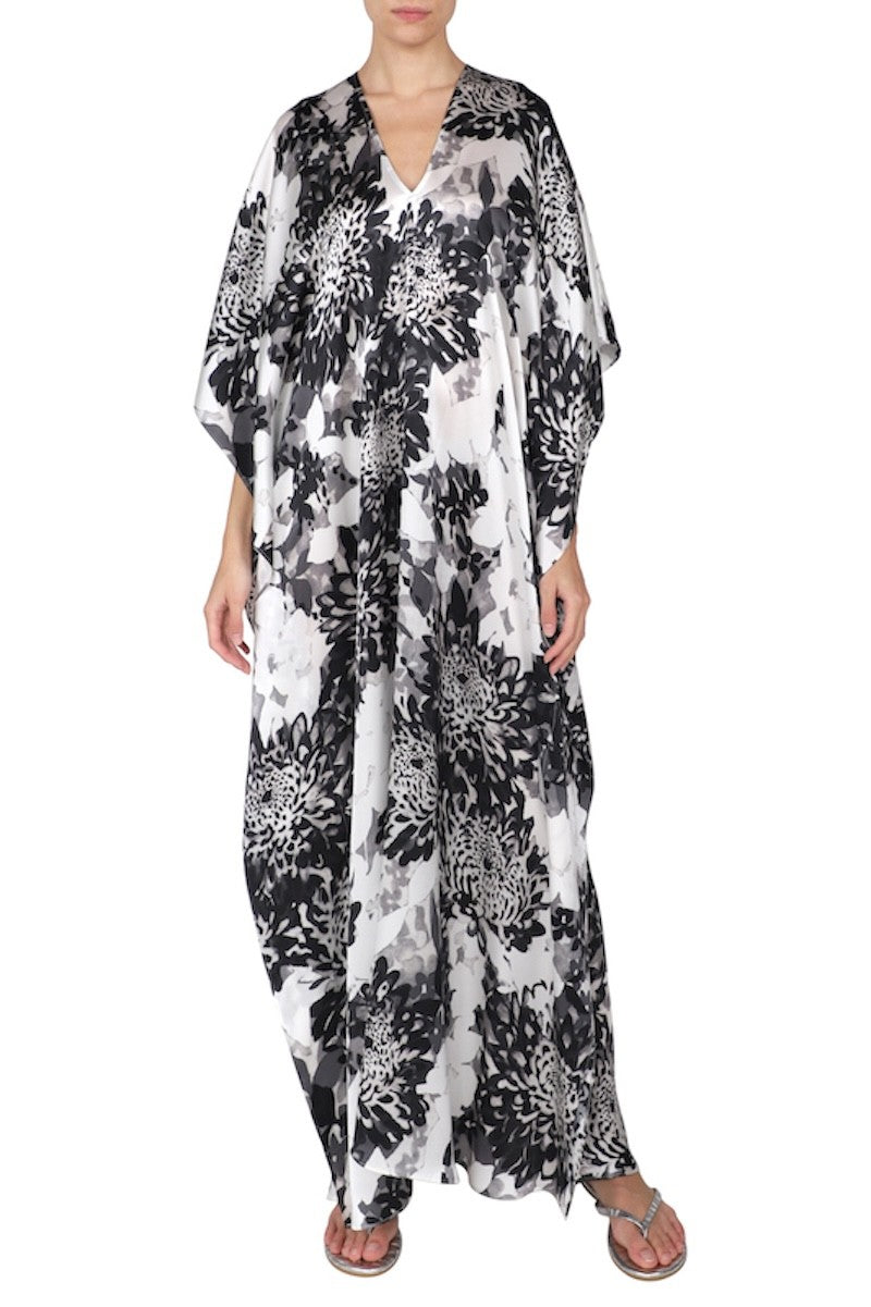 Silk Satin Boubou Caftan (Peony)