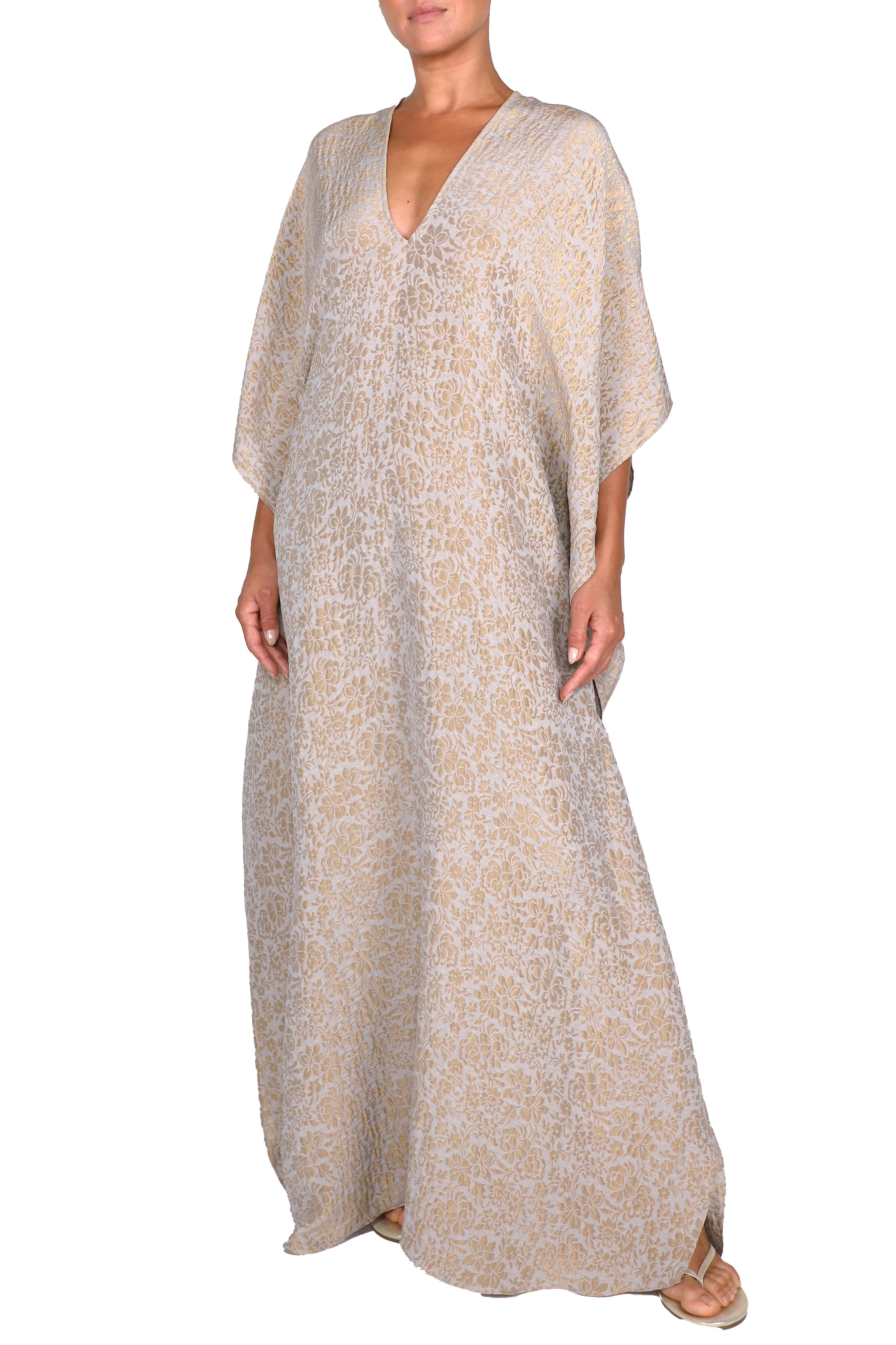 Metallic Fine Rose Boubou ( Light Grey Gold)