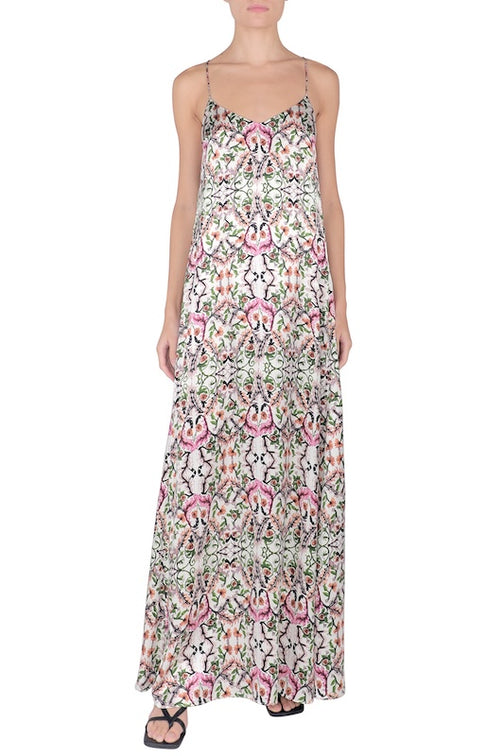 Silk Satin Sun Dress ( Fantasy Flower)