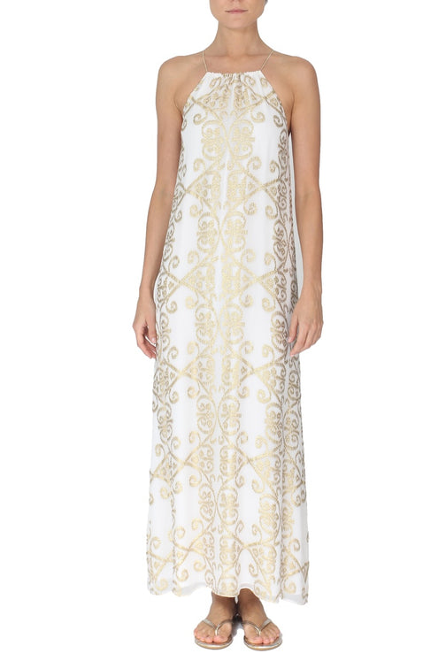 Morrocan Sun Dress  ( White Gold)