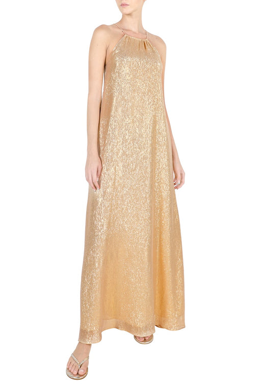 Lame Halter Neck Dress (Rose Gold)