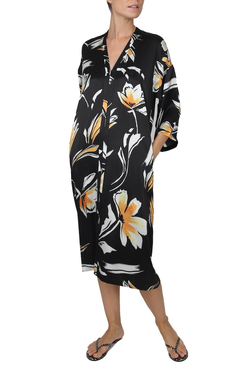 Long Sleeve Dress ( Brushstroke Black Gold)