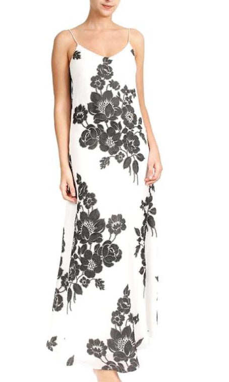 Racer Back Rose Lurex Sun Dress (White Black)