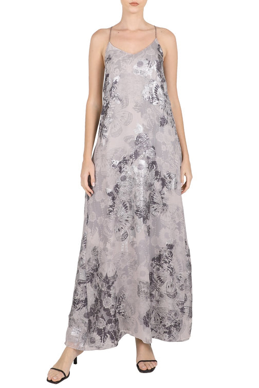 Butterfly Racer Back Sun Dress ( Grey Silver)