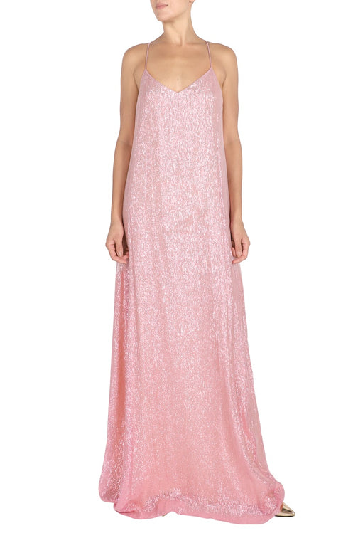 Metallic Racer Back Sun Dress (Rose)