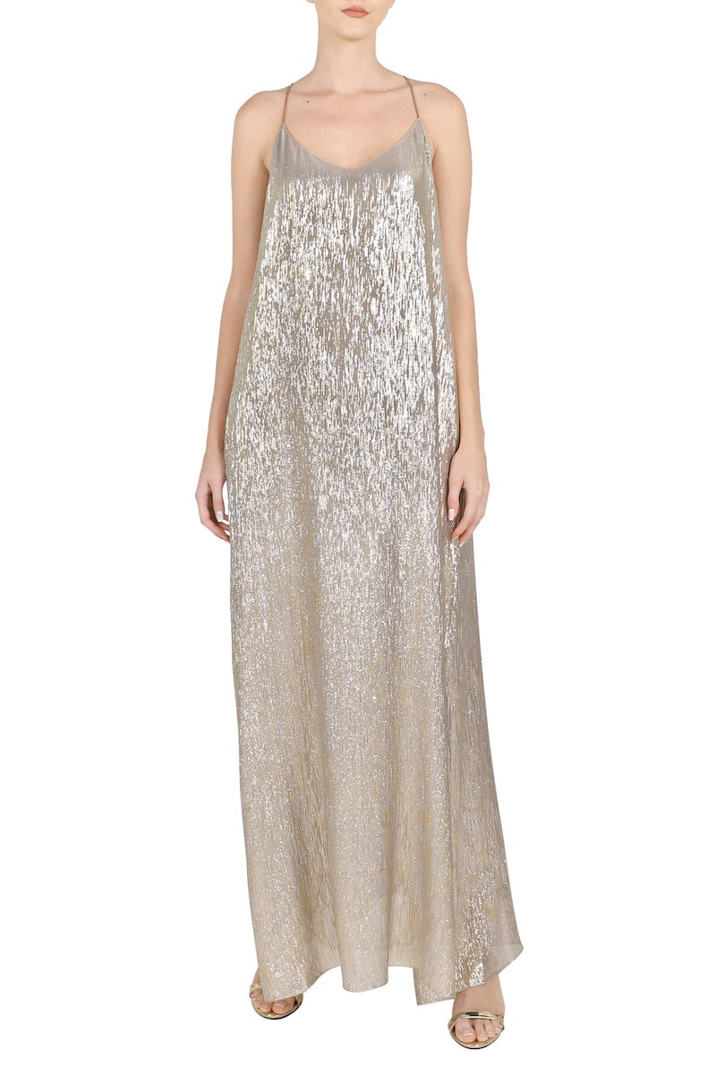 Metallic Racer Back Sun Dress in Silver and Gold