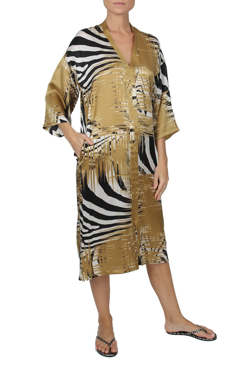 Long Sleeve Dress ( Zebra Gold)