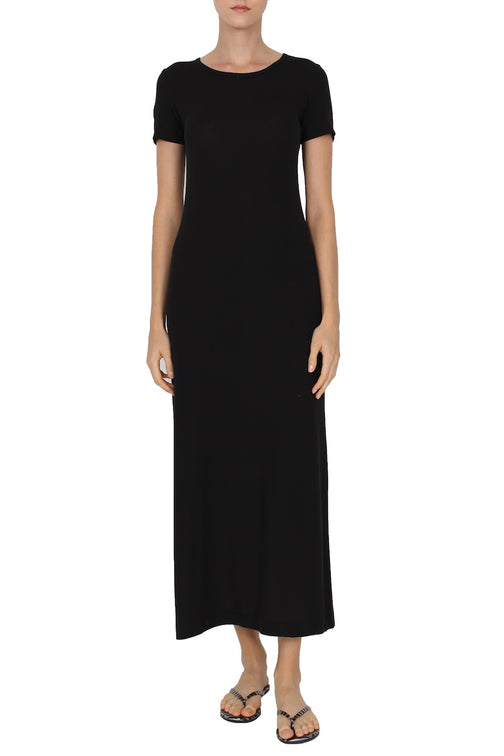 Crew Neck Short Sleeve Dress (Black)