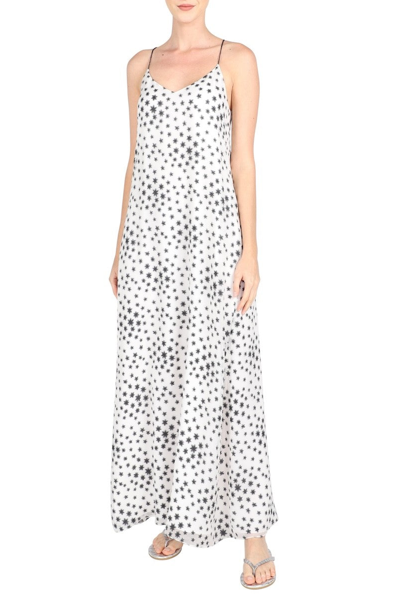 Star Lurex Racer Back Dress ( White Black)