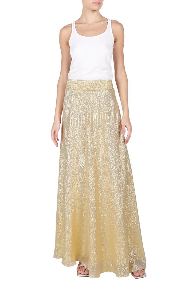 Metallic Sweep Skirt (Dark Gold)