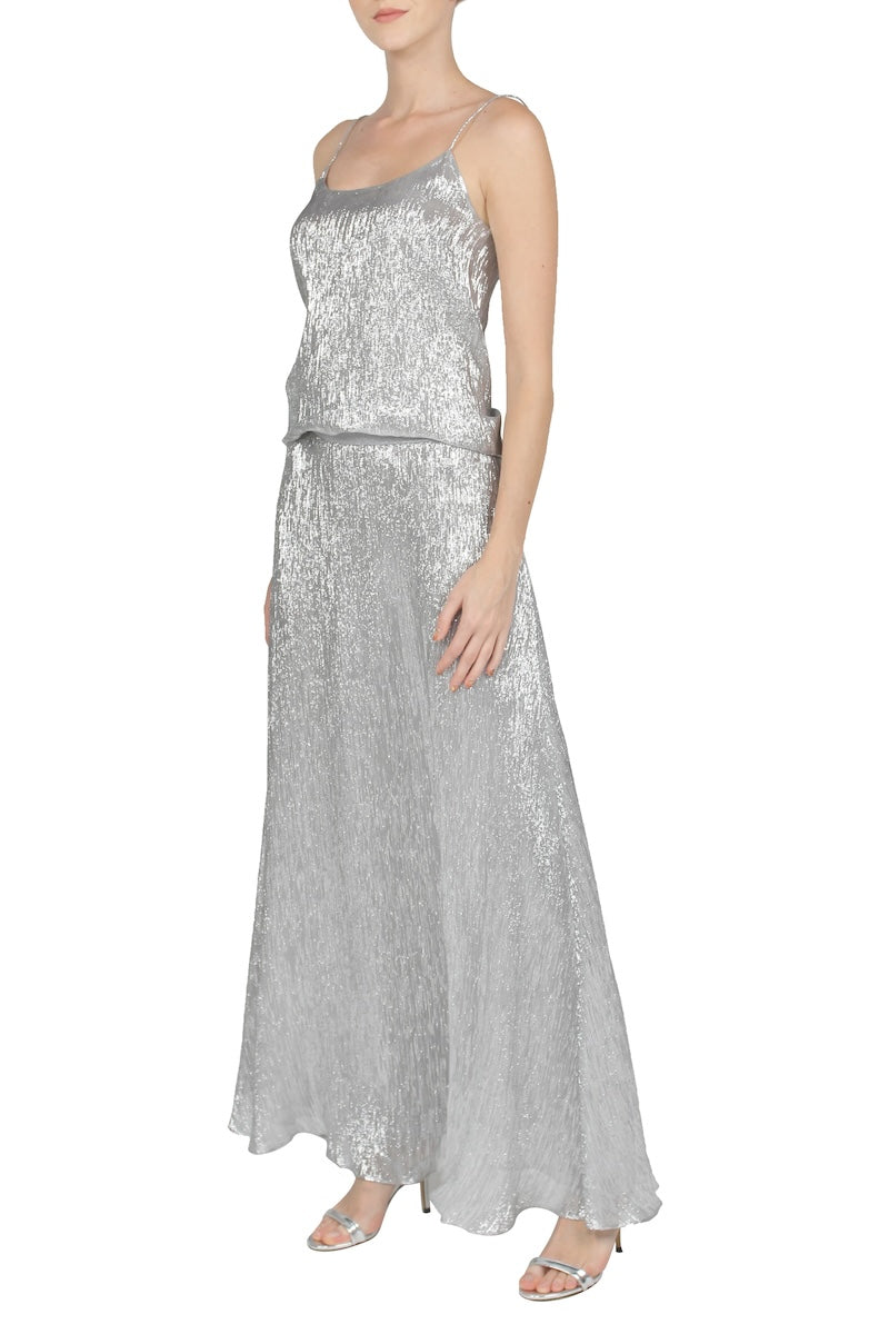 Metallic Sweep Skirt (Silver)