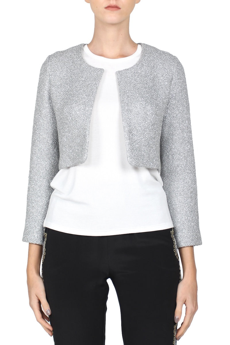 Cropped Metallic Jacket (Silver)