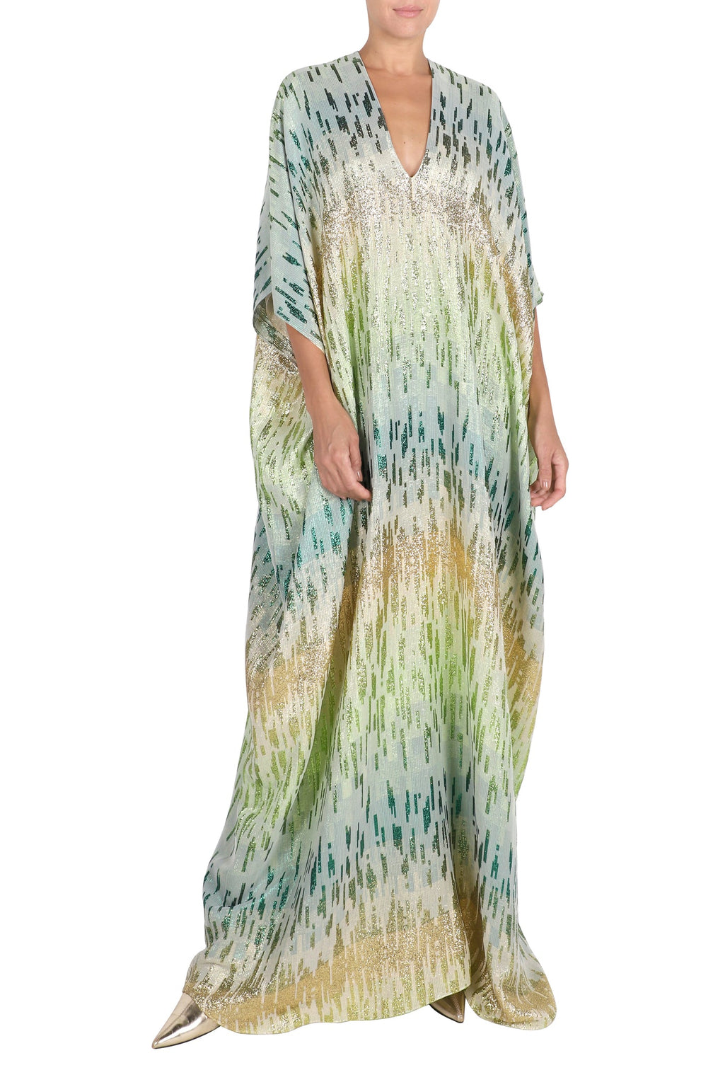 Metallic Broken Lines Boubou ( Green Gold)