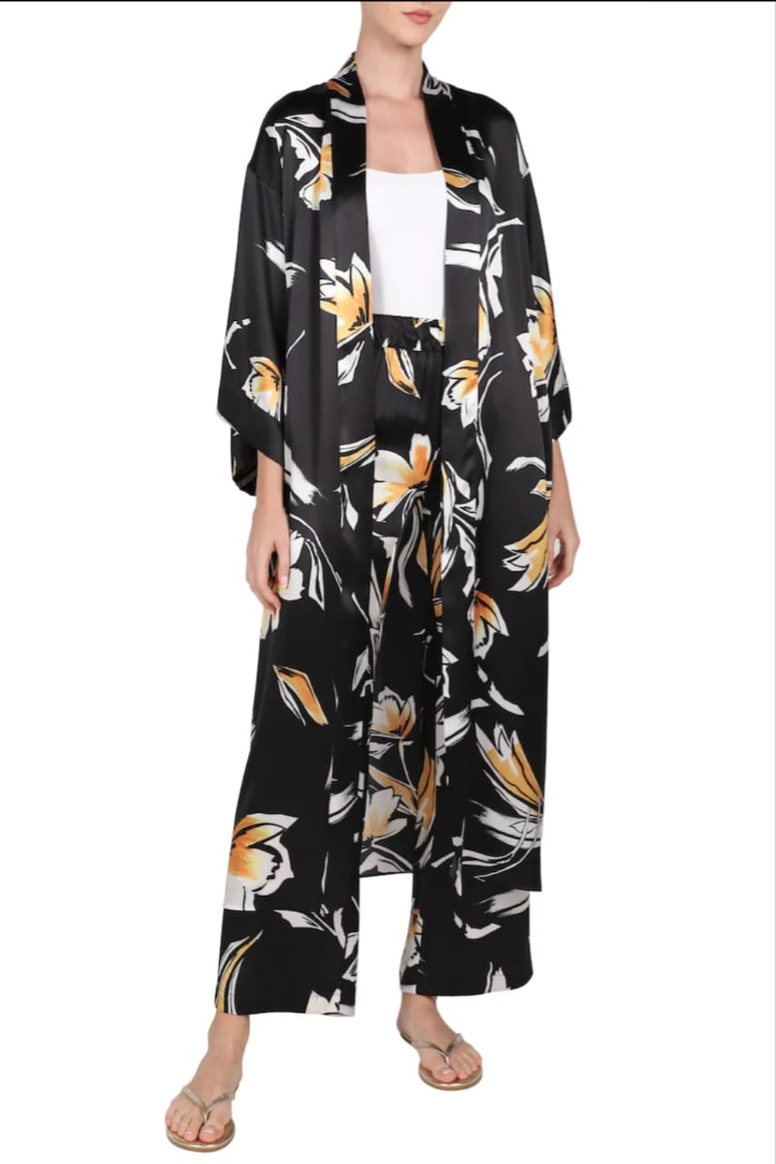 Printed Kimono (Brushstroke Black Gold)