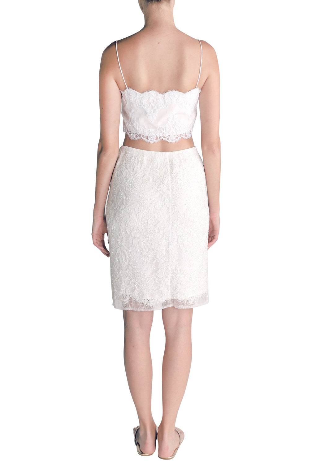 Lace Beaded Skirt (White)