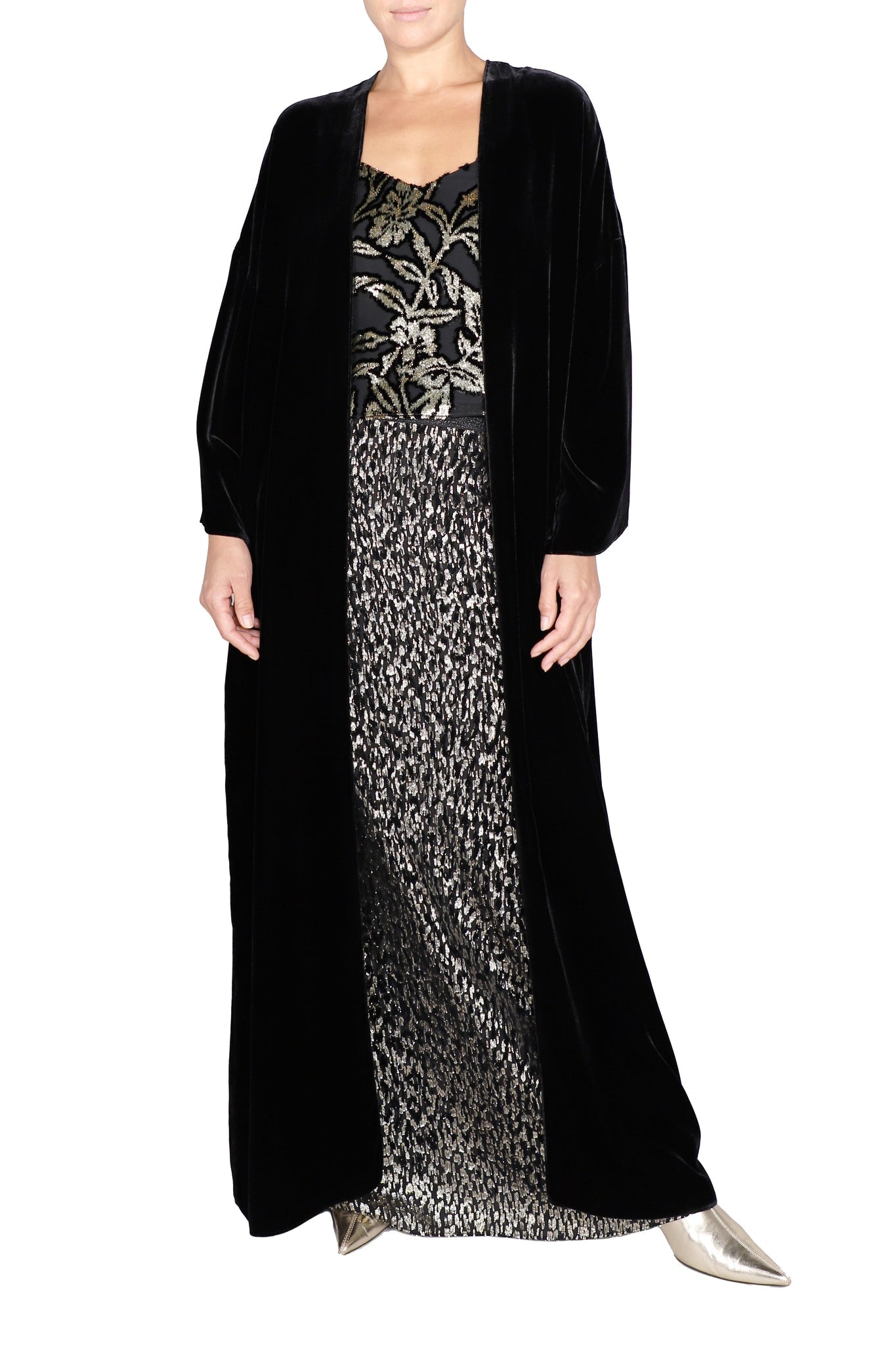 Silk Velour Cover Up with Tassels ( Black)