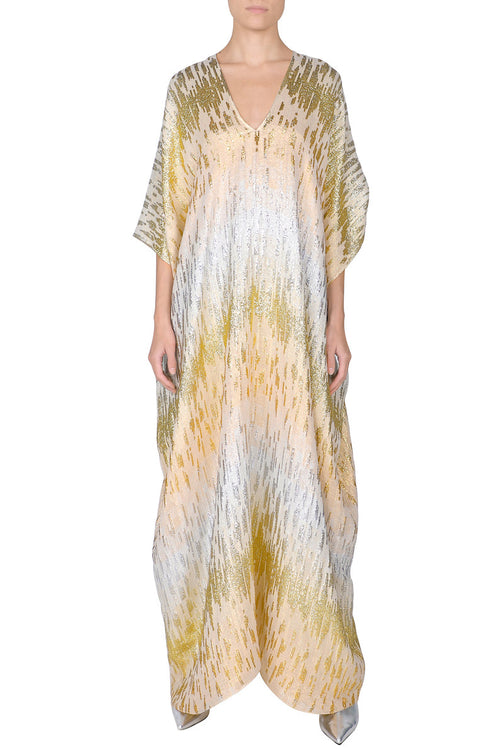 Metallic Broken Lines Boubou ( White Gold Silver)
