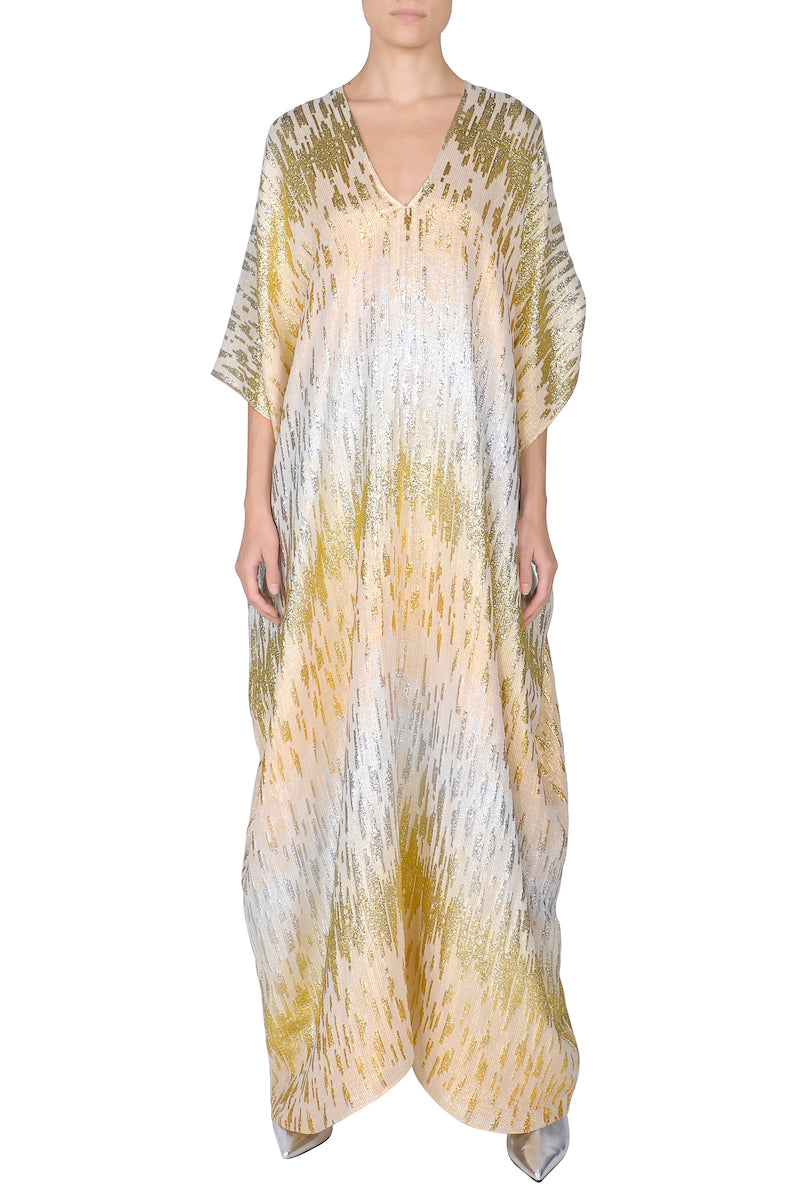 Metallic Broken Lines Boubou ( White Gold Silver)