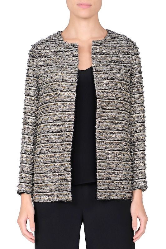 Metallic Tweed Jacket ( Black White Gold)