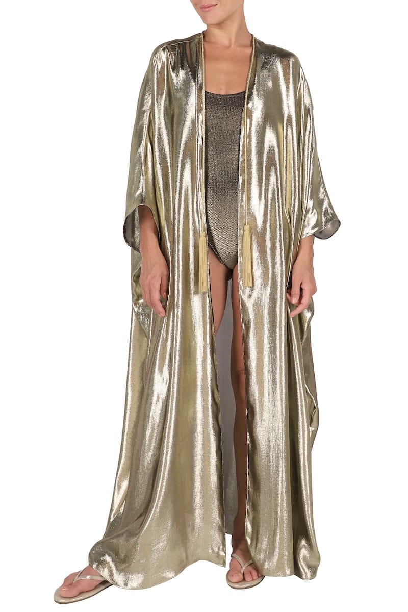 Metallic Cover Up with Handmade Tassels ( Gold)