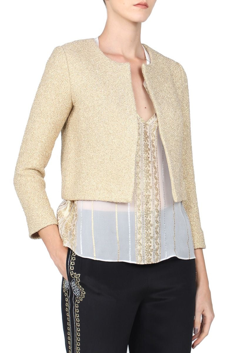 Cropped Metallic Jacket ( Gold)