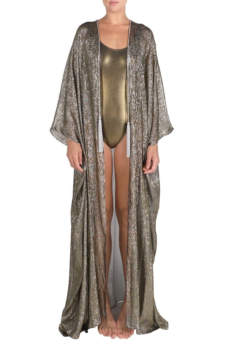 Metallic Cover Up with Handmade Tassels ( Black Gold Silver)