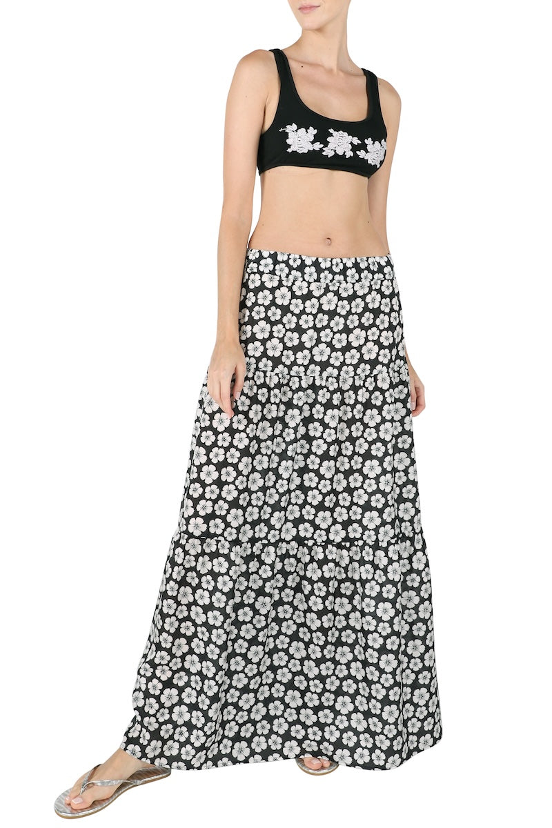 Habotai Sweep Skirt (Flower Power)