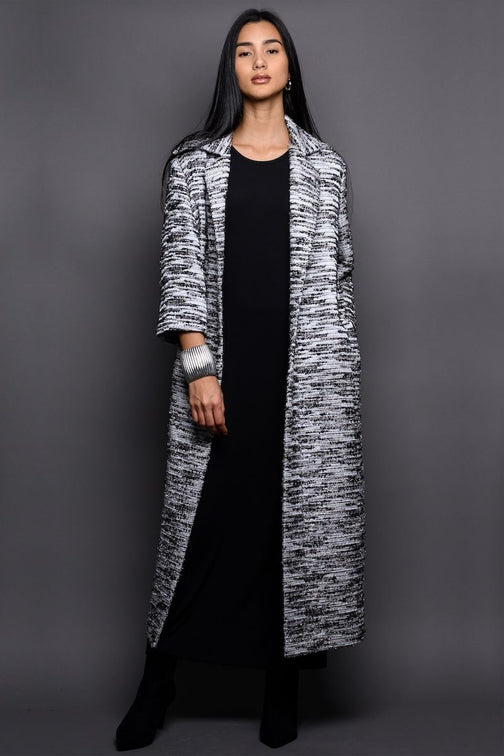 Long Trench Coat (White Black Silver)