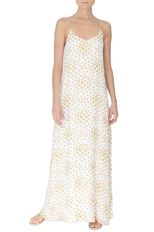 Star Lurex Racer Back Dress ( White Gold)