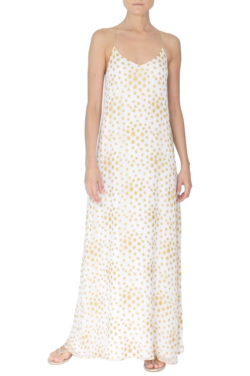 Star Lurex Racer Back Dress ( White Gold)