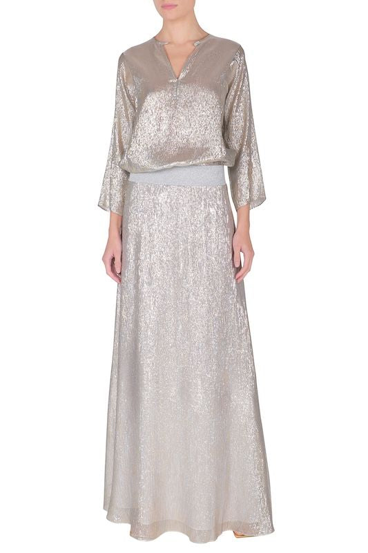 Metallic Sweep Skirt (Silver Gold)