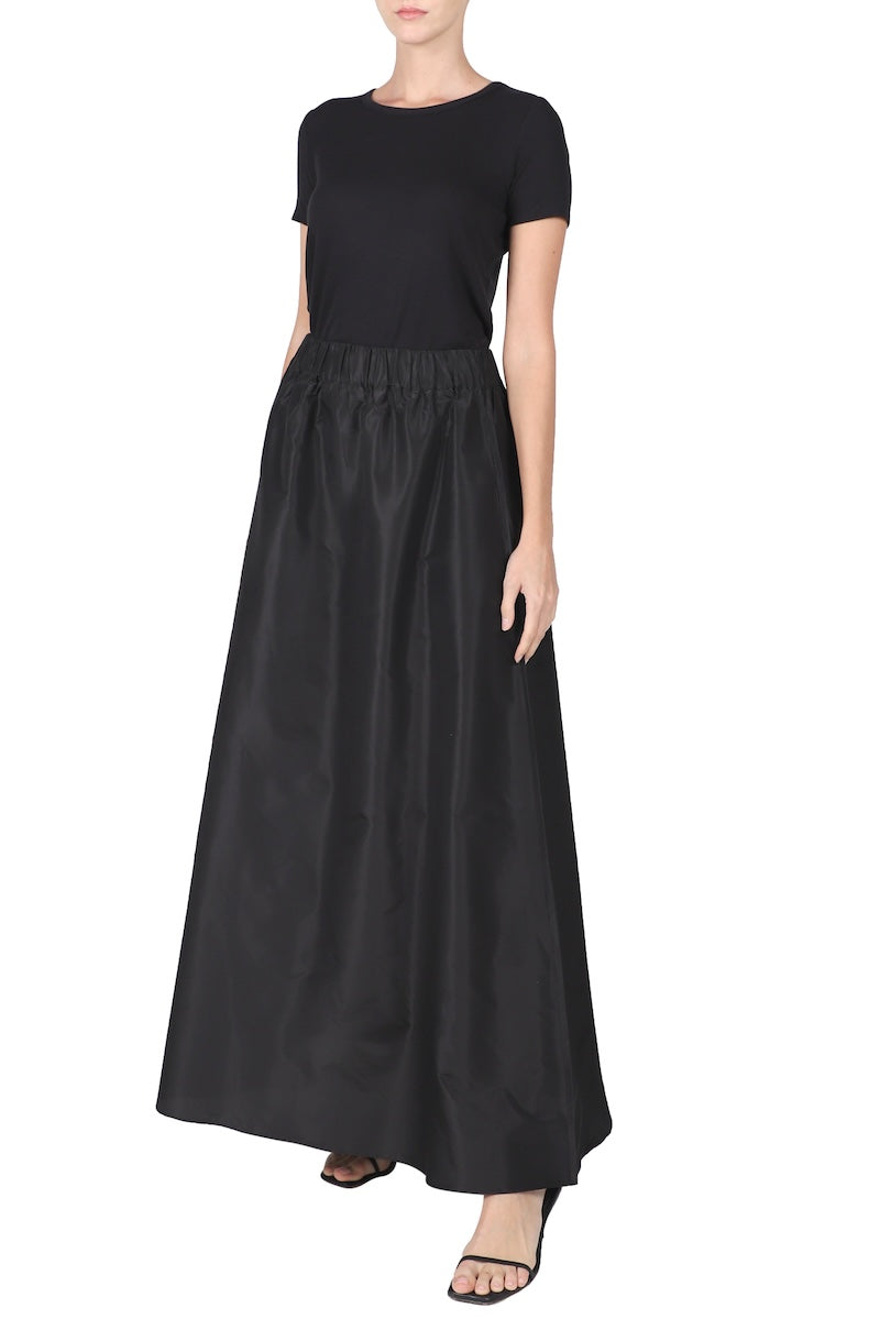 Taffeta A Line Skirt (Black)