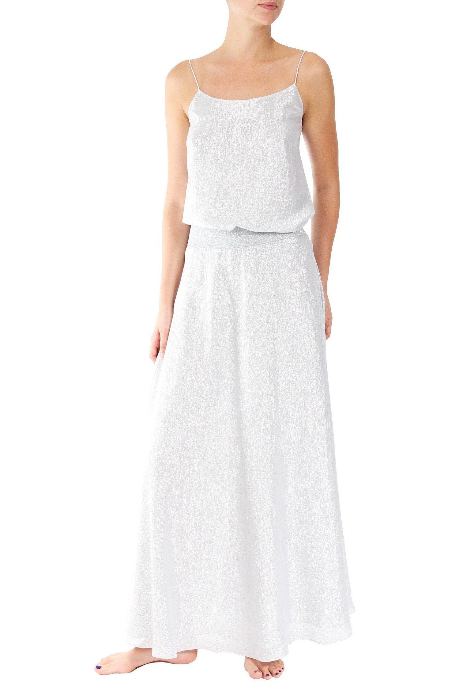 Metallic Sweep Skirt (Light Silver)