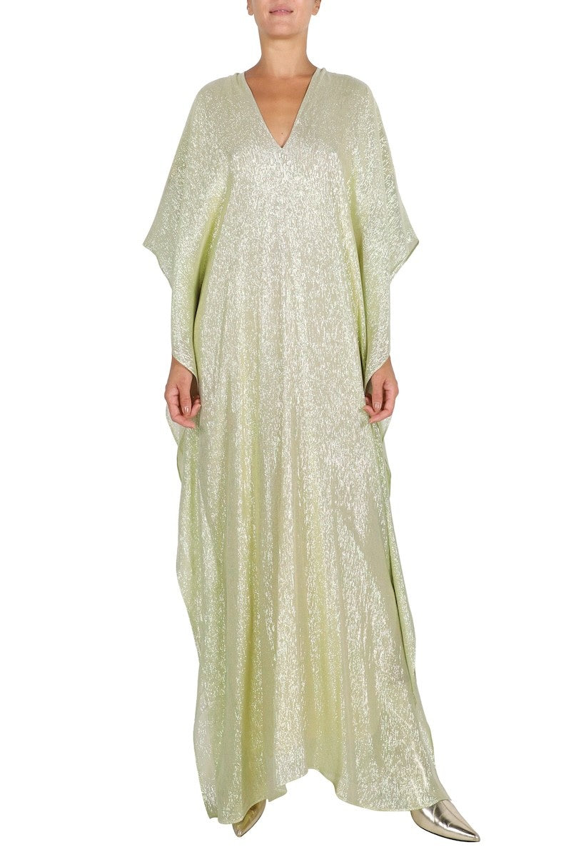 Metallic Lamé Boubou Caftan (pistachio)