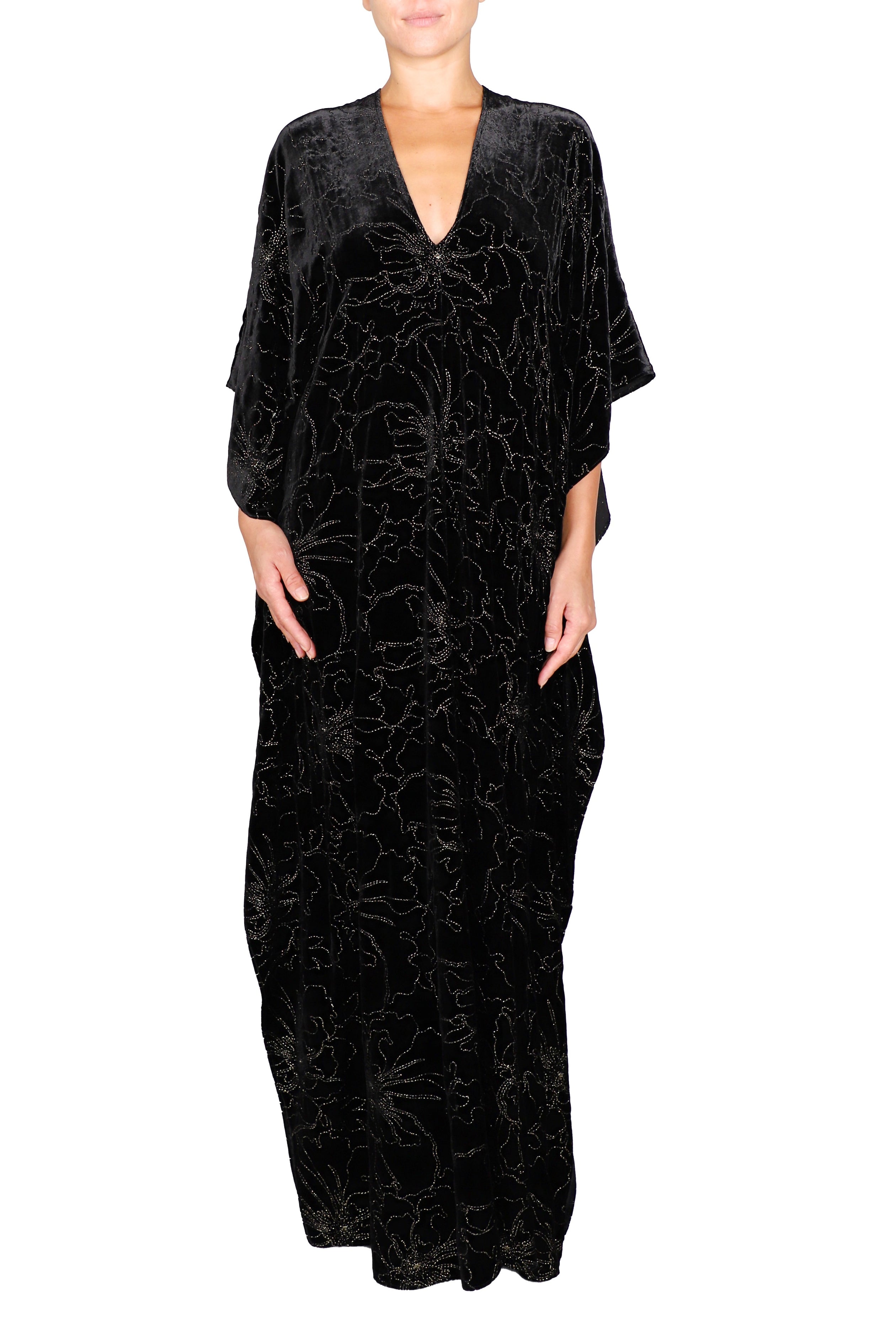 Velours Boubou With Embroidery (Black)