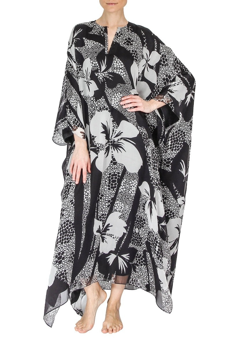 Big Silk Boubou Caftan One Size Luxury Relaxed Flowing Evening Kaftan