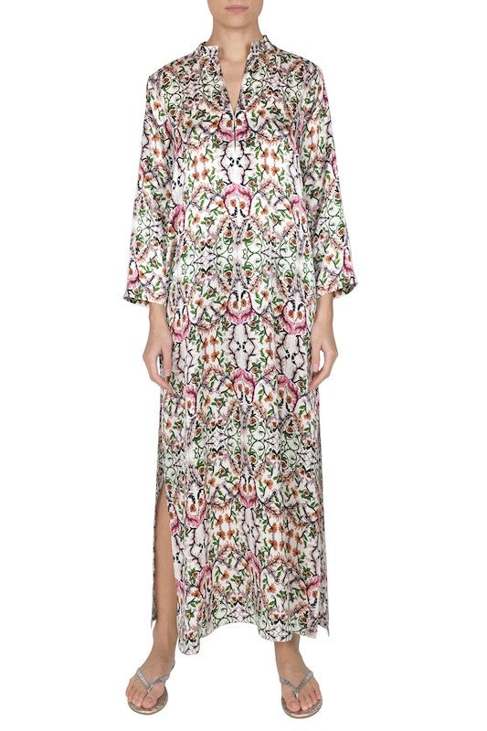 Silk Satin Mao Collar Dress ( Fantasy Flower)