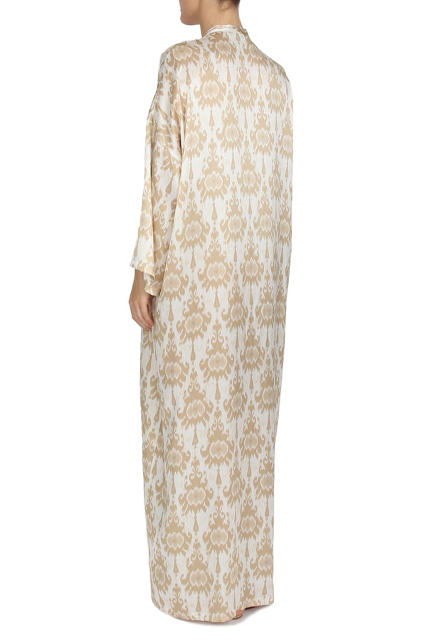 Printed Silk Satin Sleeve Boubou Caftan One Size Luxury Full-Length Big Kaftan