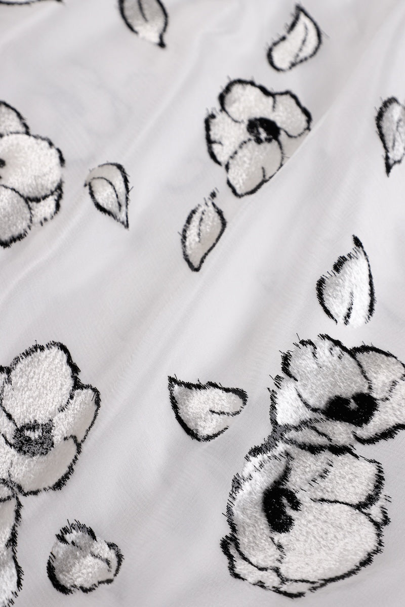 Camelia Dévoré Silk Velour Boubou Caftan Luxury Floral Evening Kaftan One Size