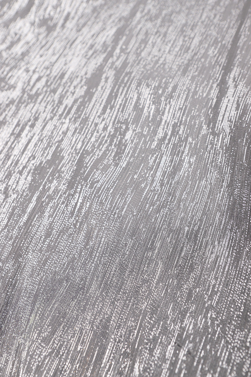 Metallic Lamé Silk Chiffon Boubou Caftan One Size Luxury Silver Evening Kaftan