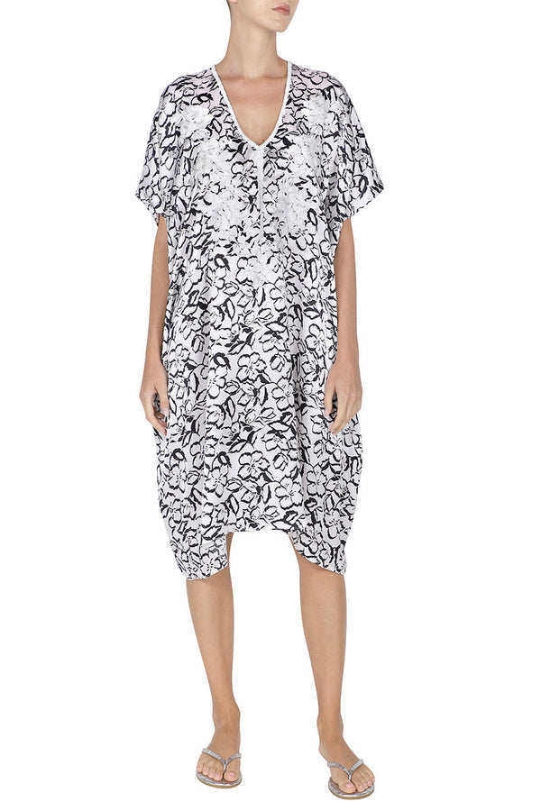 Midi Silk Satin Embroidered Boubou Caftan One Size Luxury White Evening Kaftan