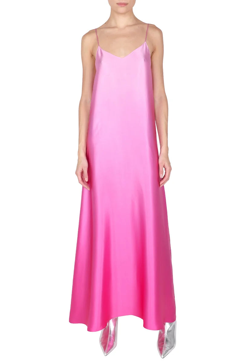 Silk Satin Ombre Cami Dress in Fuchsia Ombre