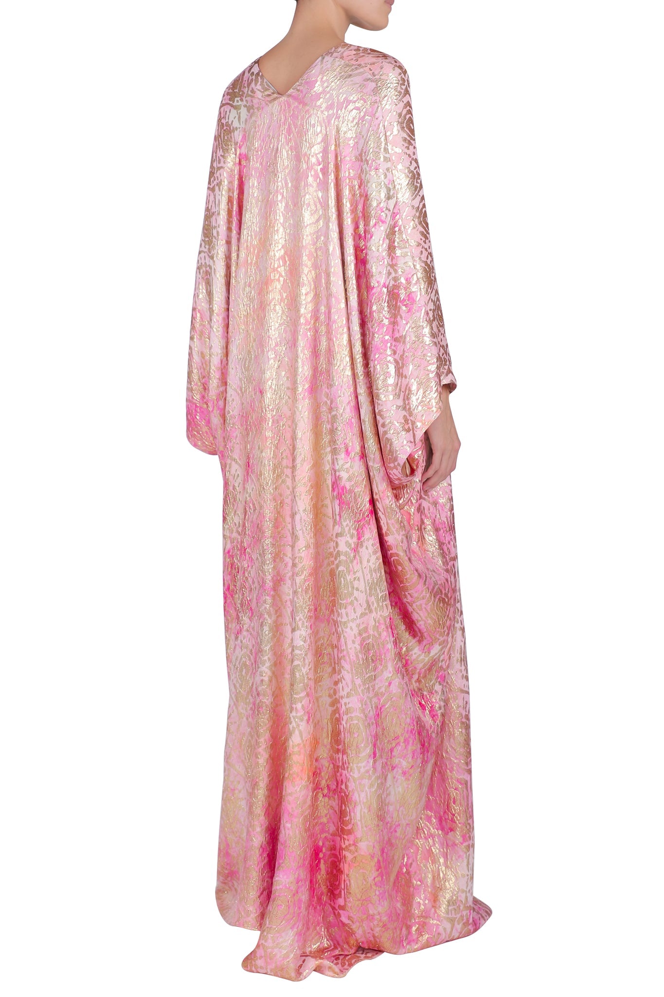 Silk Metallic Oversized Boubou Caftan One Size Luxury Gold Jacquard Evening Kaftan